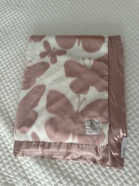 Little Giraffe Pink & White Butterfly Plush Baby Throw